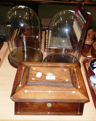Lot 80 - Two glass domes and a rosewood sewing box