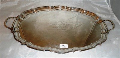 Lot 90 - A twin handled silver tray