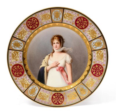 Lot 60 - A  "Vienna " Porcelain Plate, circa 1880, painted with a three-quarter length figure Louise, titled