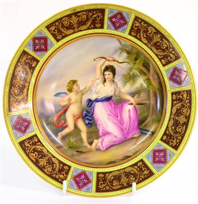 Lot 61 - A "Vienna " Porcelain Plate, circa 1880, decorated with a scene of Diana the huntress and Cupid...