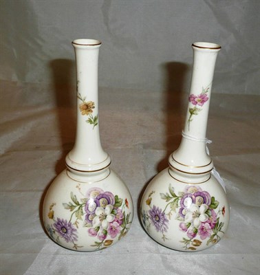 Lot 129 - Pair small Worcester vases decorated with flowers