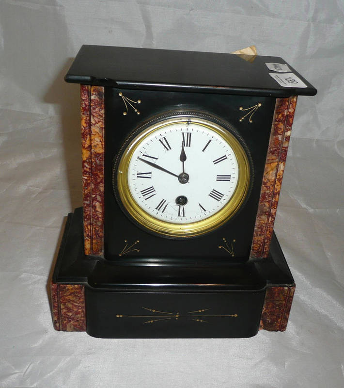 Lot 139 - Black slate mantel clock
