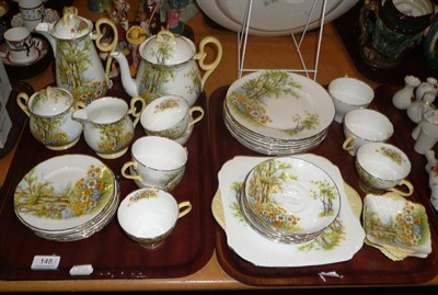 Lot 148 - Thirty nine piece Shelley tea set - 'Daffodil time' pattern