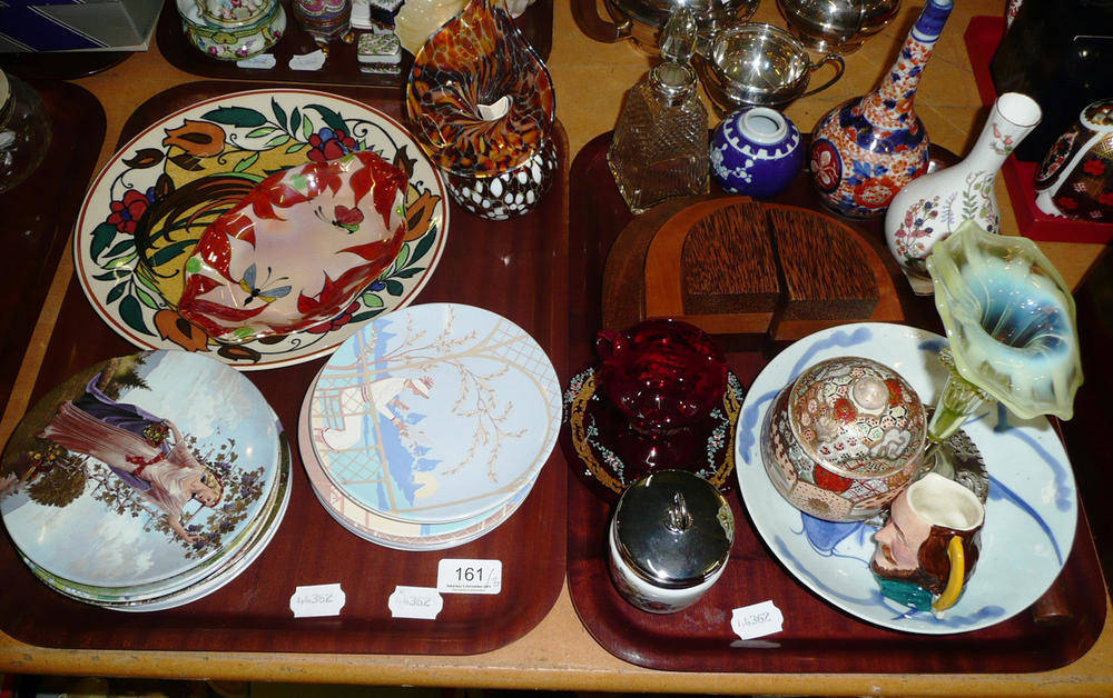 Lot 161 - Three trays of decorative ceramics including Poole china, belleek china sugar basin cream jug,...