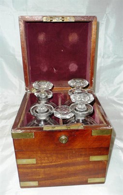 Lot 164 - A mahogany brass bound decanter box (decanters a.f.)