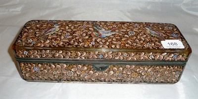 Lot 168 - Floral decorated hinged glass casket