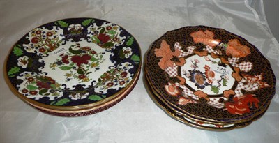 Lot 175 - Three Crown Derby plates and six others