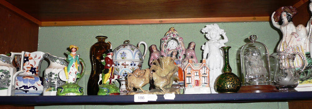 Lot 186 - A collection of Victorian and later ceramics and glass including Staffordshire etc