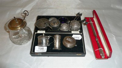 Lot 198 - A collection of silver condiments and cruets etc