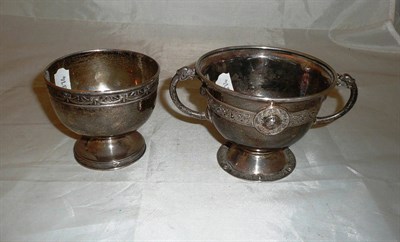 Lot 200 - Celtic design silver bowl with two handles and another