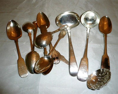 Lot 217 - Quantity of silver teaspoons, caddy spoon etc, approximately 7oz