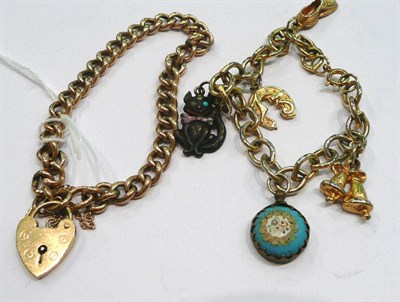 Lot 236 - 9ct gold bracelet and a gilt charm bracelet (2)