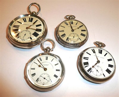 Lot 255 - Four open faced silver pocket watches