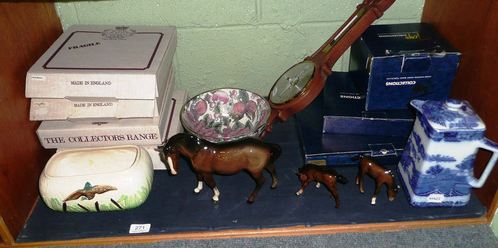 Lot 271 - Beswick large horse, foal (a.f.), Doulton horse, quantity of china, barometer etc