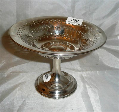 Lot 280 - Silver pierced circular pedestal dish, Sheffield (loaded)