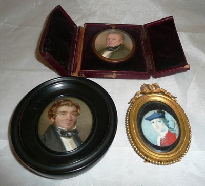 Lot 293 - Three 19th century framed miniatures