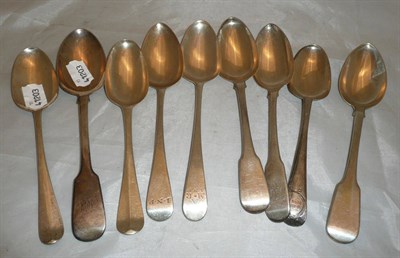 Lot 306 - Nine silver tablespoons, 18.8oz