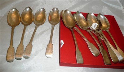 Lot 308 - Thirteen fiddle pattern tablespoons, 31oz