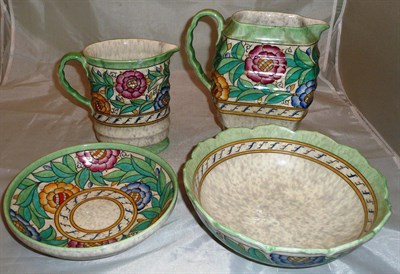 Lot 323 - Four pieces of Charlotte Reed designed Crown Ducal ceramics including two jugs and two bowls