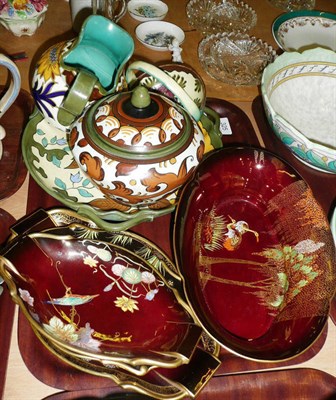 Lot 325 - A tray of ceramics including four pieces of Gouda and four pieces of Carlton ware