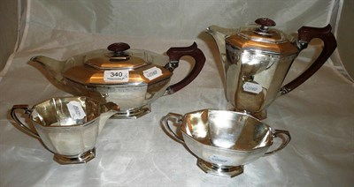 Lot 340 - Four piece silver tea set, 52oz