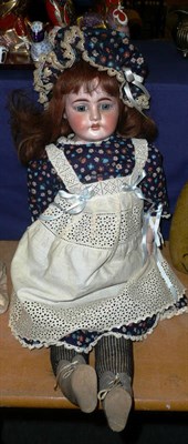 Lot 347 - Ernst Heubach bisque shoulder head doll, impressed with horse shoe mark, with fixed blue eyes, open