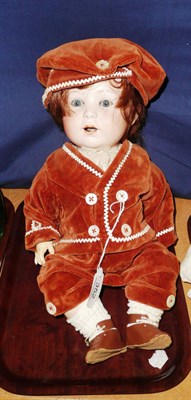 Lot 352 - Cuno and Otto Dressel Jutta bisque socket head doll, impressed 'Jutta 1914 9.5', modern wig,...