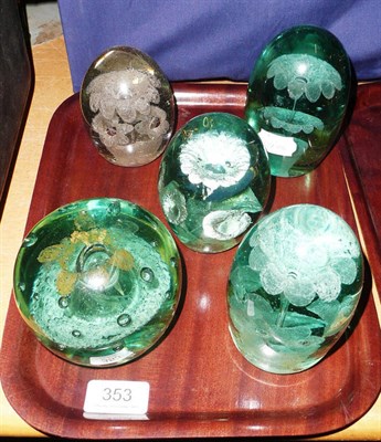 Lot 353 - Five green glass dumps