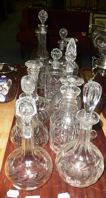 Lot 358 - Two trays of glass decanters