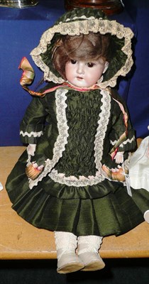 Lot 362 - Armand Marseille 370 bisque shoulder head doll, with sleeping brown eyes, open mouth, original...