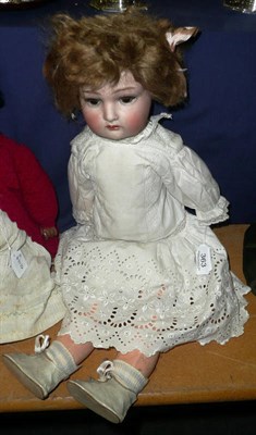 Lot 363 - Bisque socket head doll possibly Wagner & Zetzsche, impressed '9  WV  J' with sleeping brown...