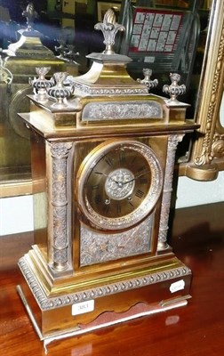 Lot 383 - A 19th century French brass Niello work mantel clock