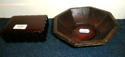 Lot 428 - A Chinese Padouk wood box and a Chinese wooden bowl