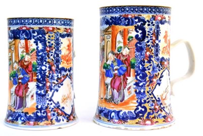 Lot 94 - A Graduated Set of Two Chinese Porcelain Mugs, Qianlong, of slightly flared cylindrical form,...
