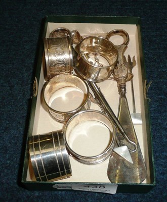 Lot 438 - Small quantity of silver and plate including napkin rings and spoons