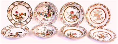 Lot 97 - A Pair of Chinese Porcelain Soup Plates, Qianlong, painted in famille rose enamels with dignitaries