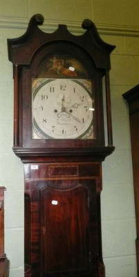 Lot 484 - 19th century mahogany longcase clock with painted arched dial, Fothergill, Knaresbrough