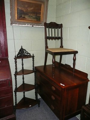 Lot 495 - Anglo rosewood chair, four tier whatnot, a dressing chest and a gilt framed oil