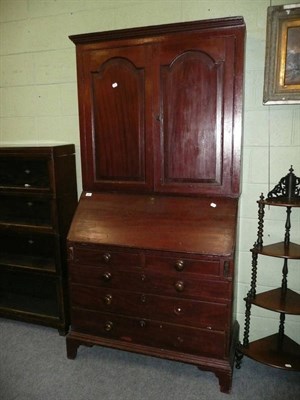 Lot 496 - Stained pine bureau bookcase