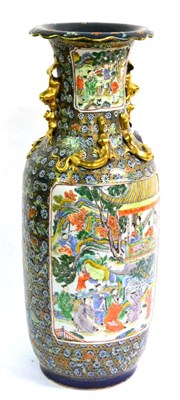 Lot 103 - A Chinese Porcelain Baluster Vase, 19th century, the trumpet neck with frilled rim applied with...