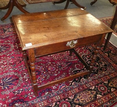 Lot 570 - Oak hall table fitted with one drawer