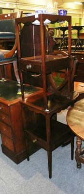 Lot 600 - A mahogany washstand and another with shield mirror back and blue and white china