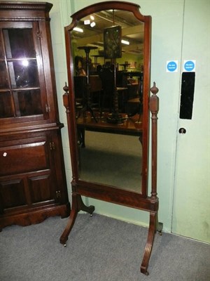 Lot 605 - Edwardian mahogany cheval mirror