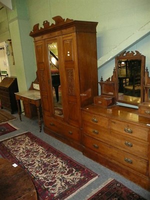 Lot 613 - A late Victorian three piece bedroom suite and a 1930s oak china cabinet