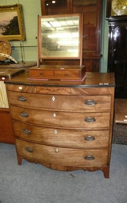 Lot 620 - 19th century mahogany bow fronted chest and a dressing table mirror