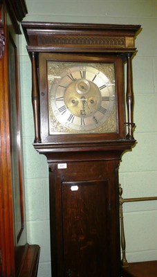 Lot 631 - A late 18th century oak longcase clock with brass dial