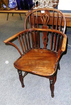 Lot 638 - 19th century Windsor armchair stamped Amos, Grantham