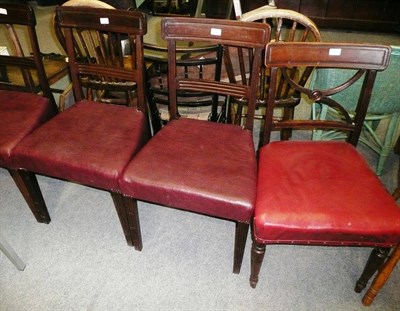 Lot 657 - Set of three 19th century dining chairs and a single 19th century dining chair