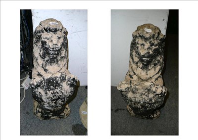 Lot 687 - Pair of concrete standing lions