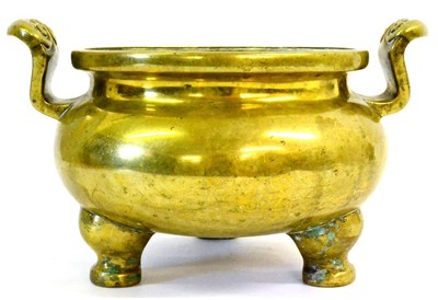 Lot 121 - A Chinese Bronze Censer, Xuande reign mark but not of the period, of ovoid form with everted...